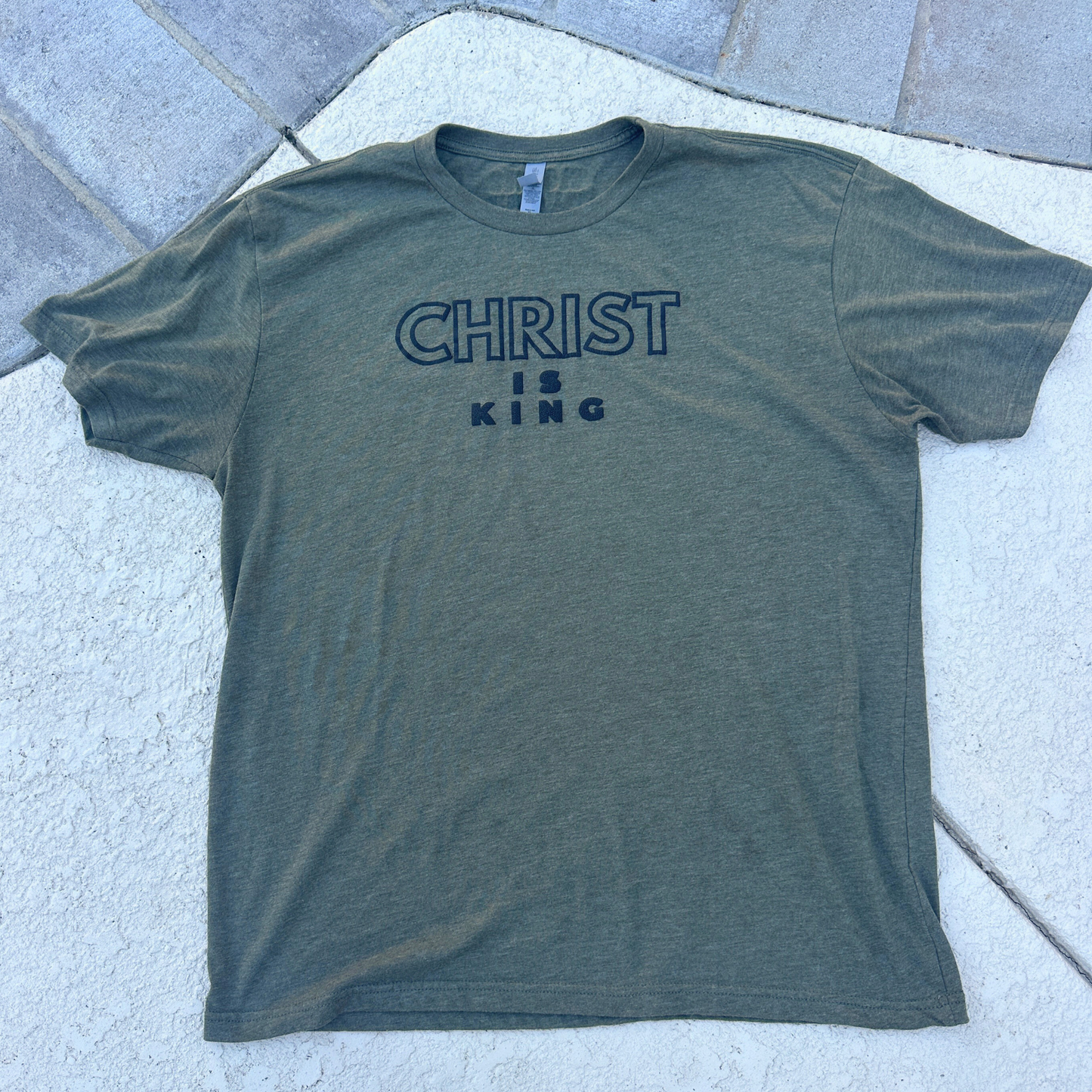 Christ Is King Men's Army Green Tee
