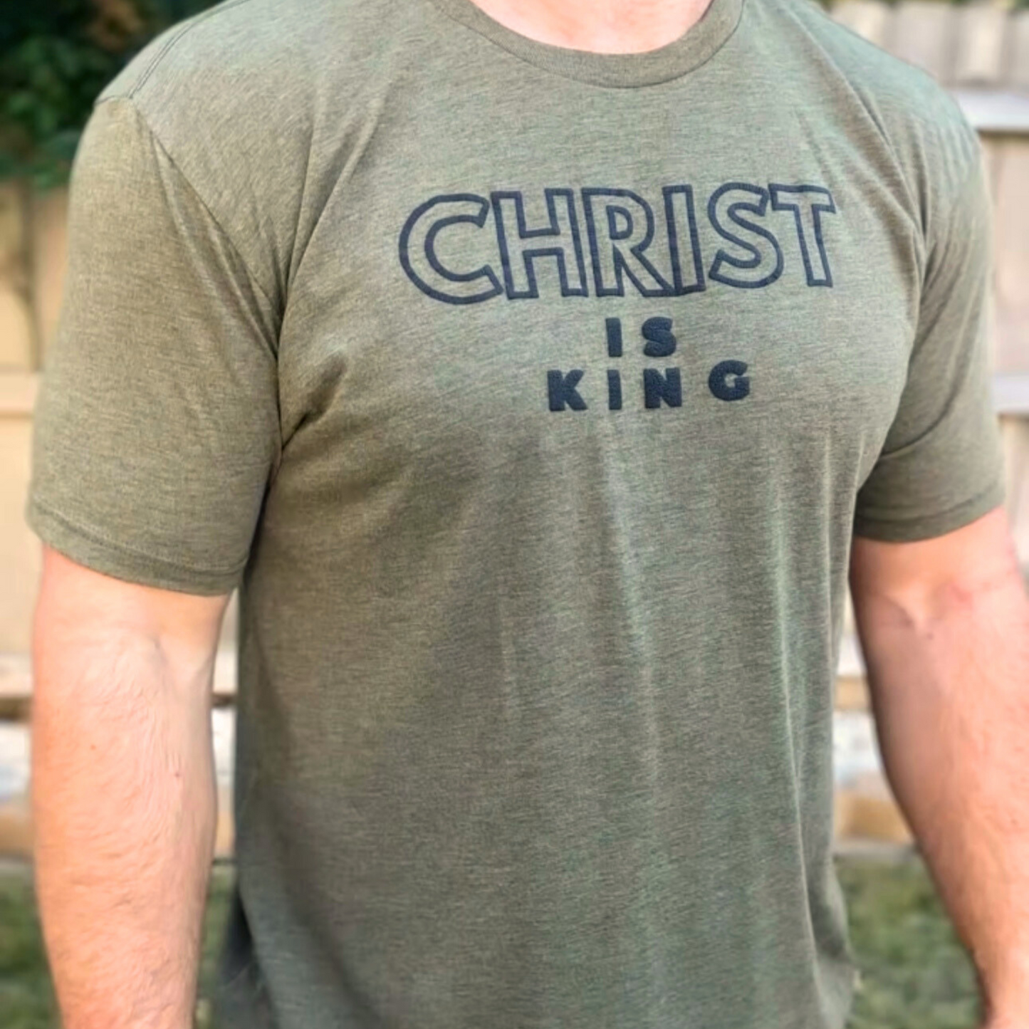Christ Is King Men's Army Green Tee