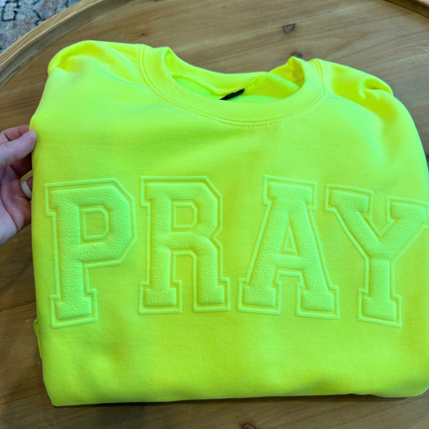 Neon Yellow PRAY Sweatshirt