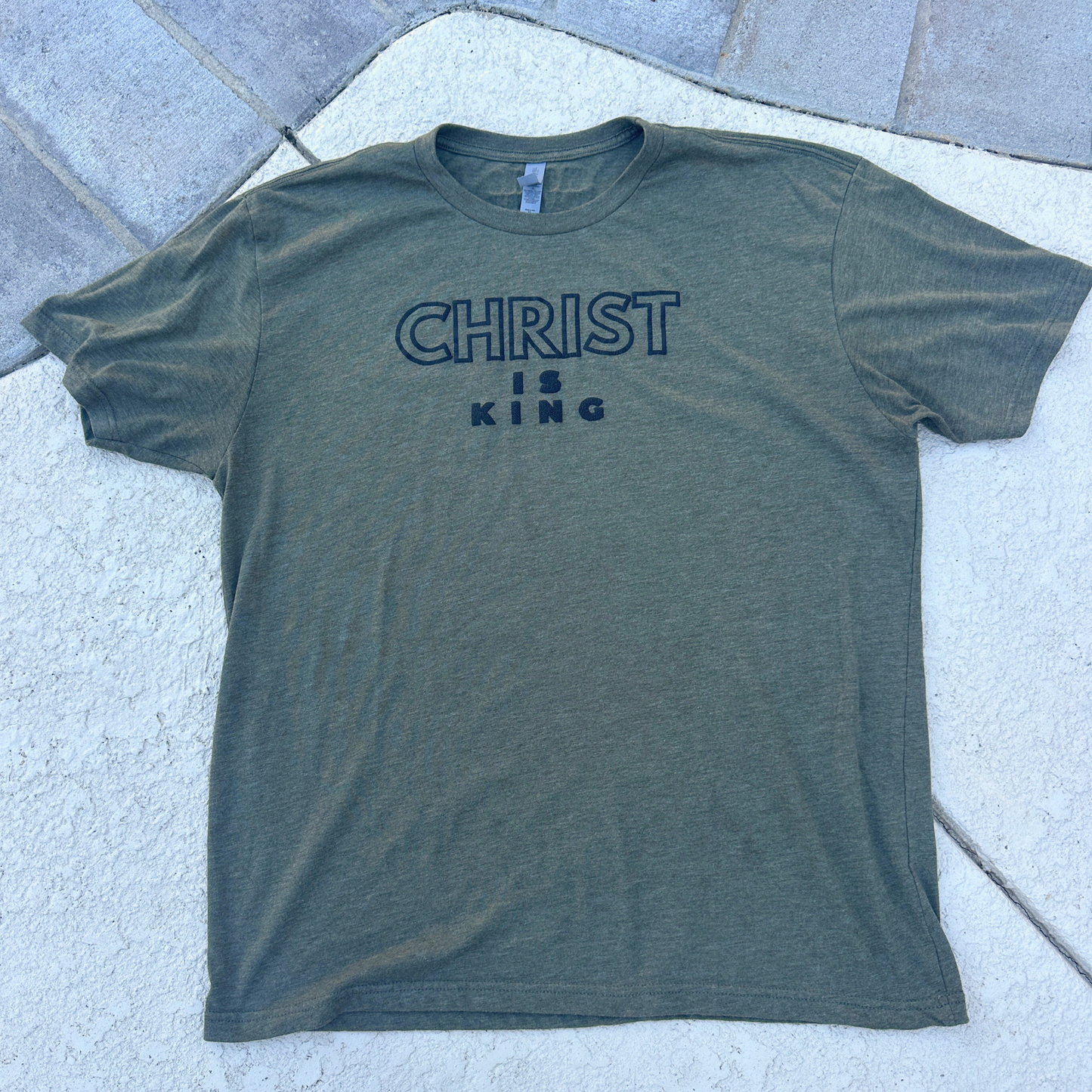 Christ is King army green tee